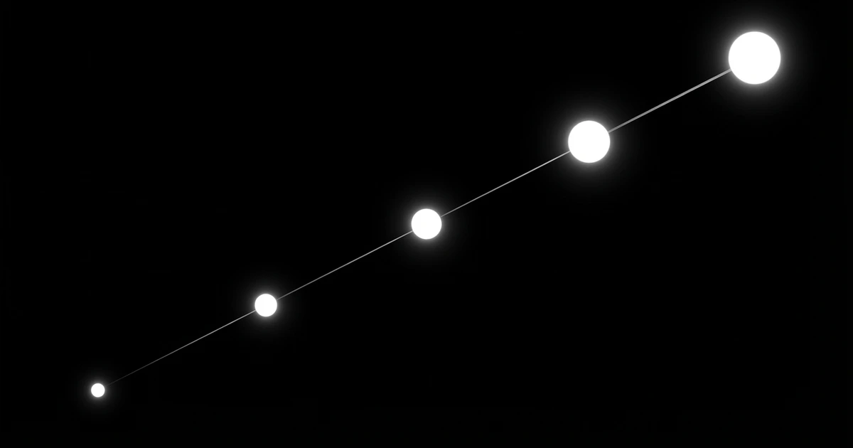 Five stars in ascending diagonal path connected by silver lines