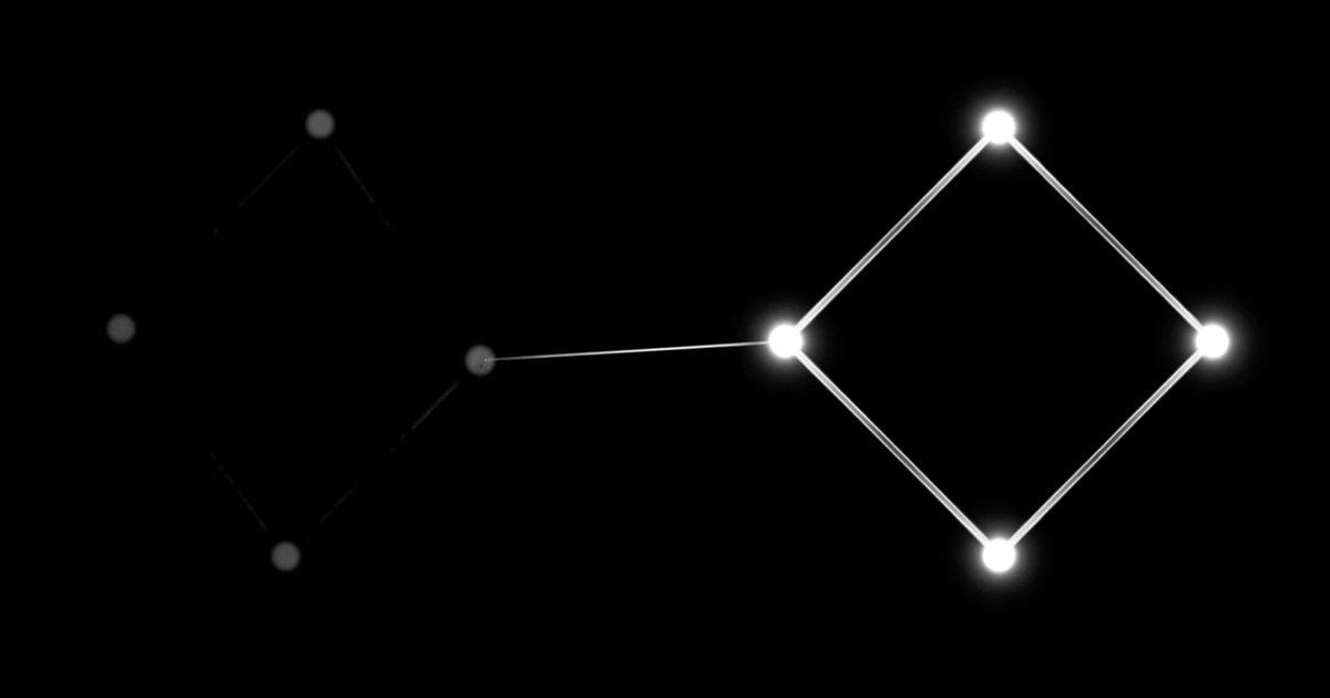 Dim star cluster reigniting with bright silver lines representing recovery